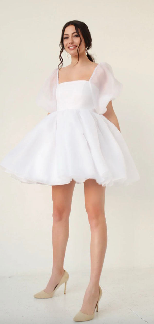A-line Simple Hot Sale Fairy Unique Dream Beach Vintage Short Wedding Dresses WD022